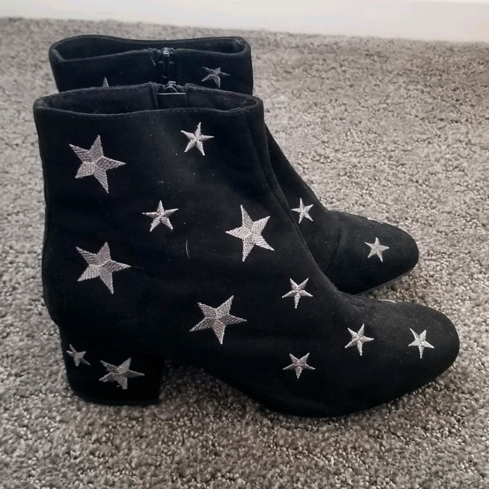 Primark black booties with silver stars
